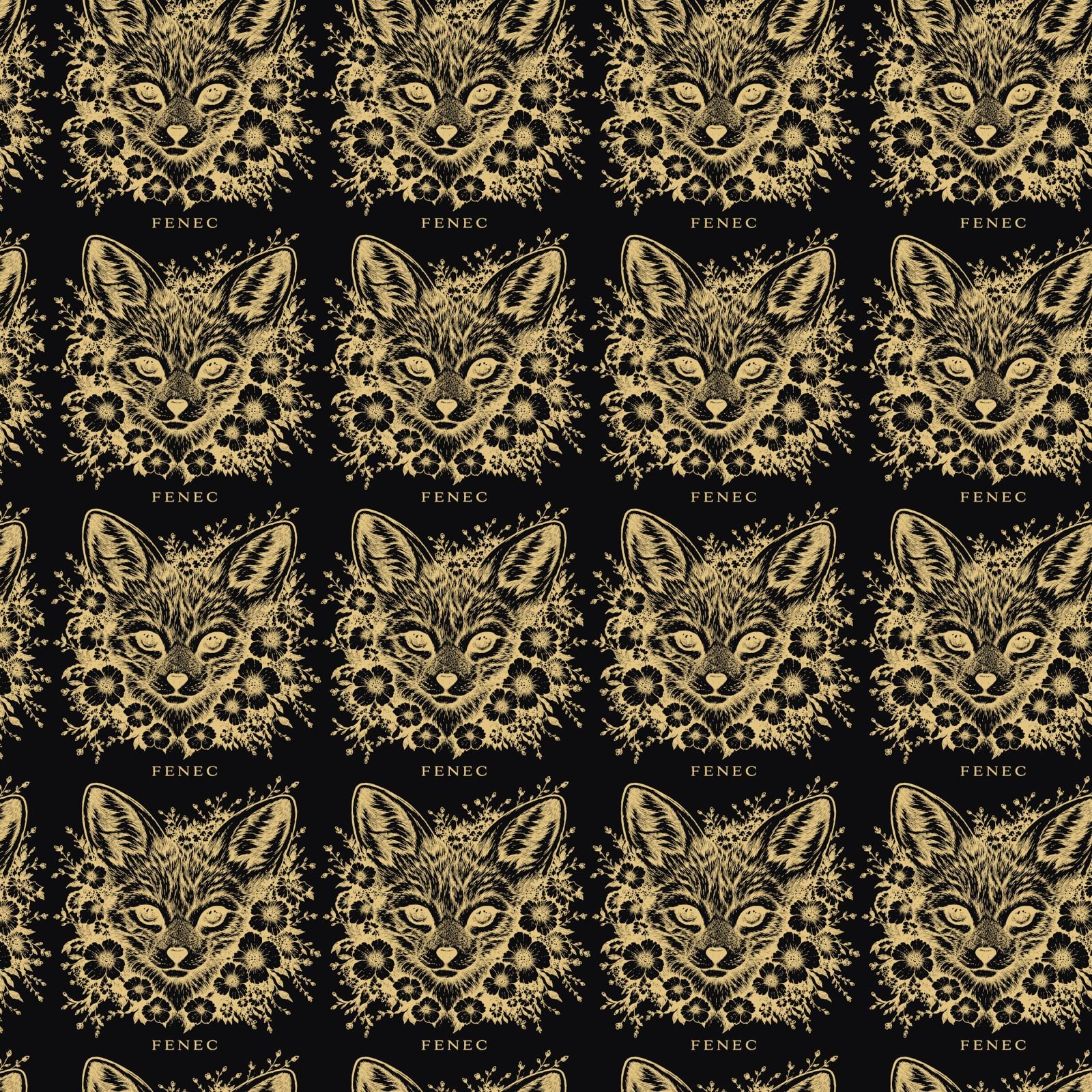 seamless fox pattern with floral and botanical details for textile and fabric printing. fabric pattern design