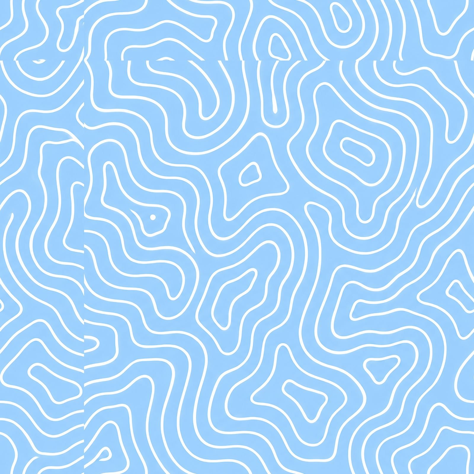 Light blue and white seamless pattern with flowing organic contour lines inspired by topographic shapes.
